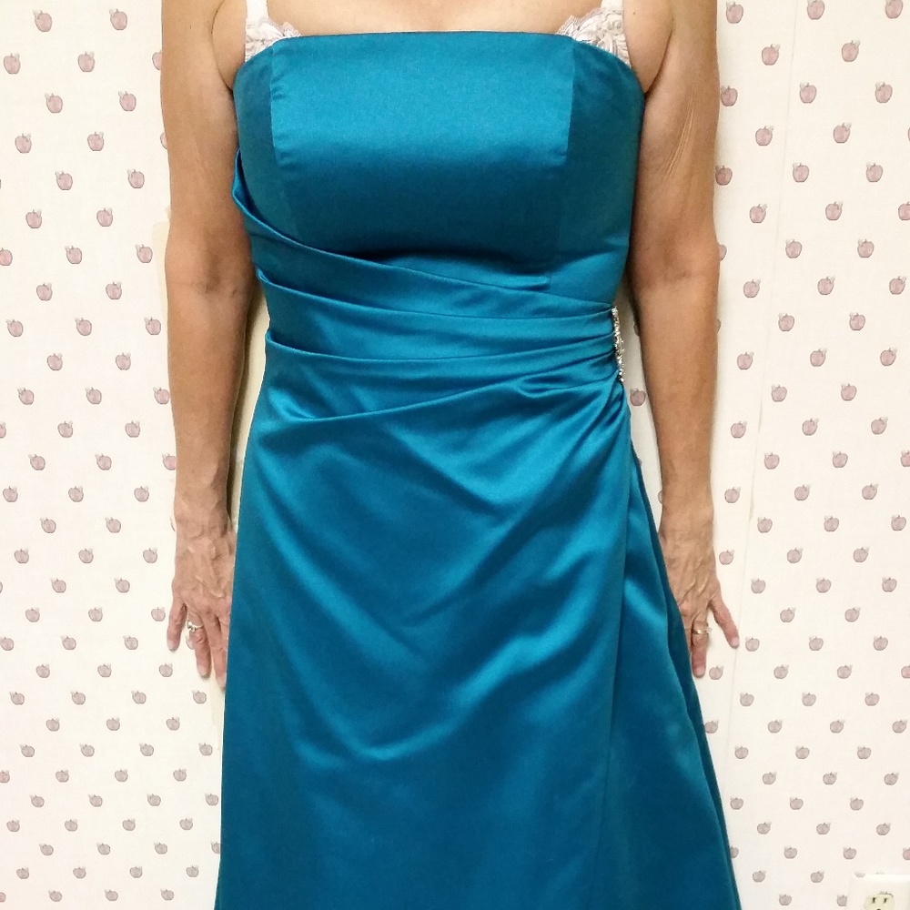 Teal formal Strapless Dress